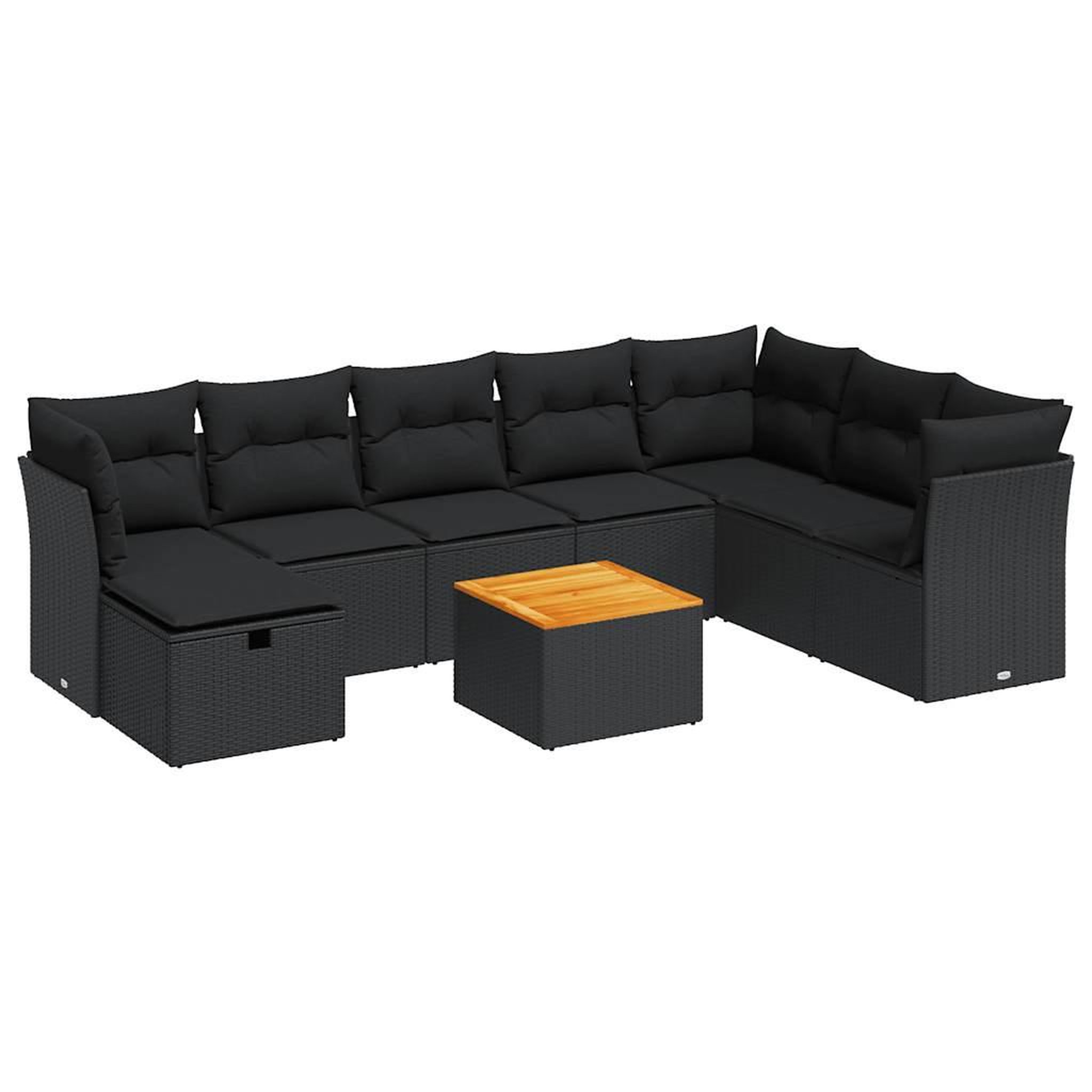 Voir la diapositive 2 : VIDAXL Salon de jardin 9 pcs avec coussins noir resine tressee