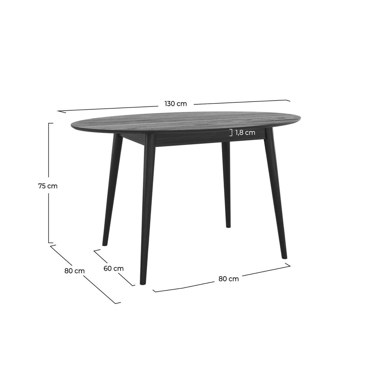 Rendez vous déco Table ovale 4 personnes en bois clair 130 cm - Eddy