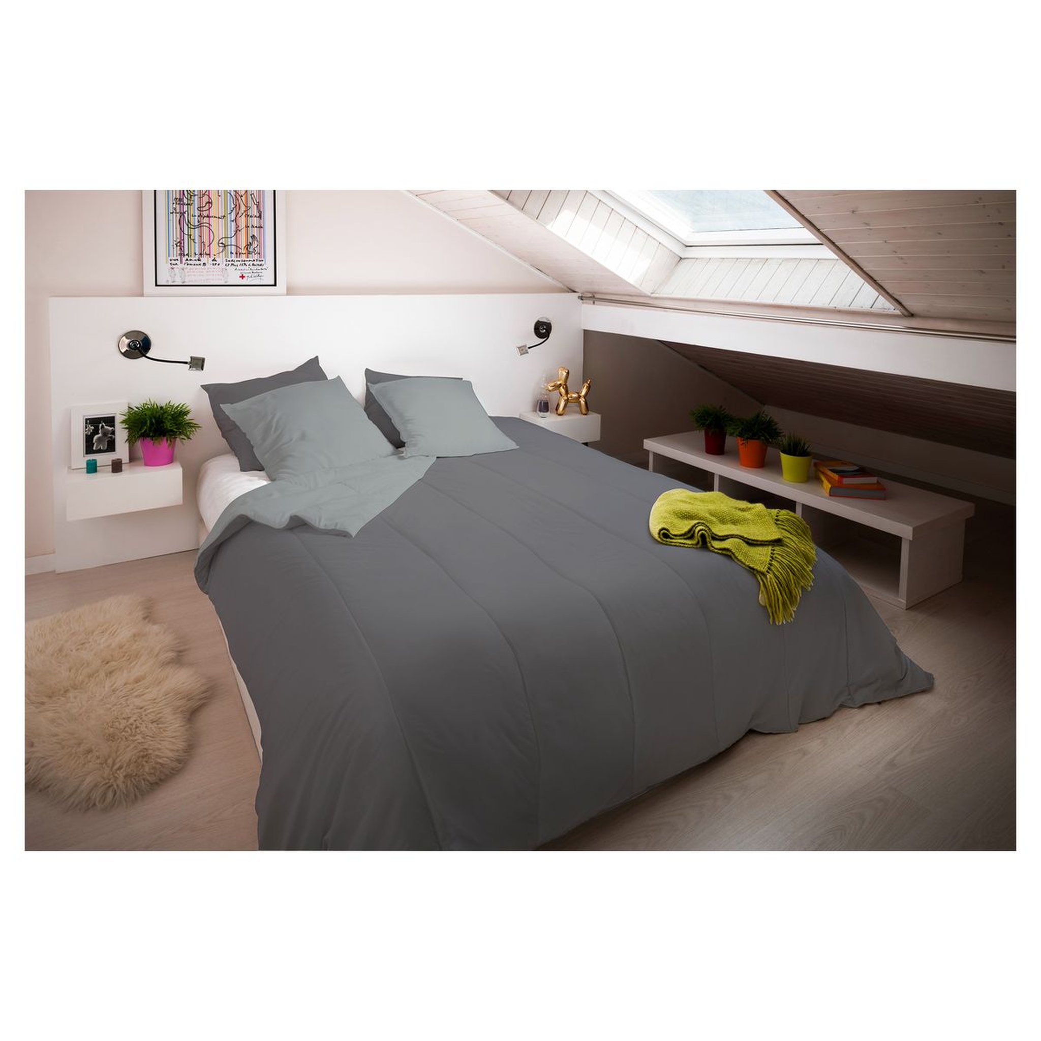 Voir la diapositive 1 : BLANREVE Couette légère bicolore en microfibre 200 g/m² 