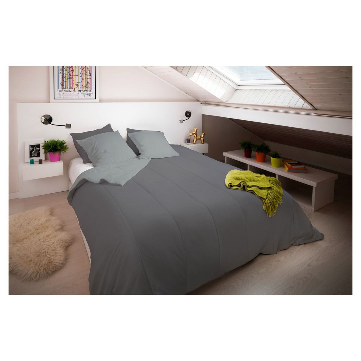 BLANREVE Couette légère bicolore en microfibre 200 g/m² 