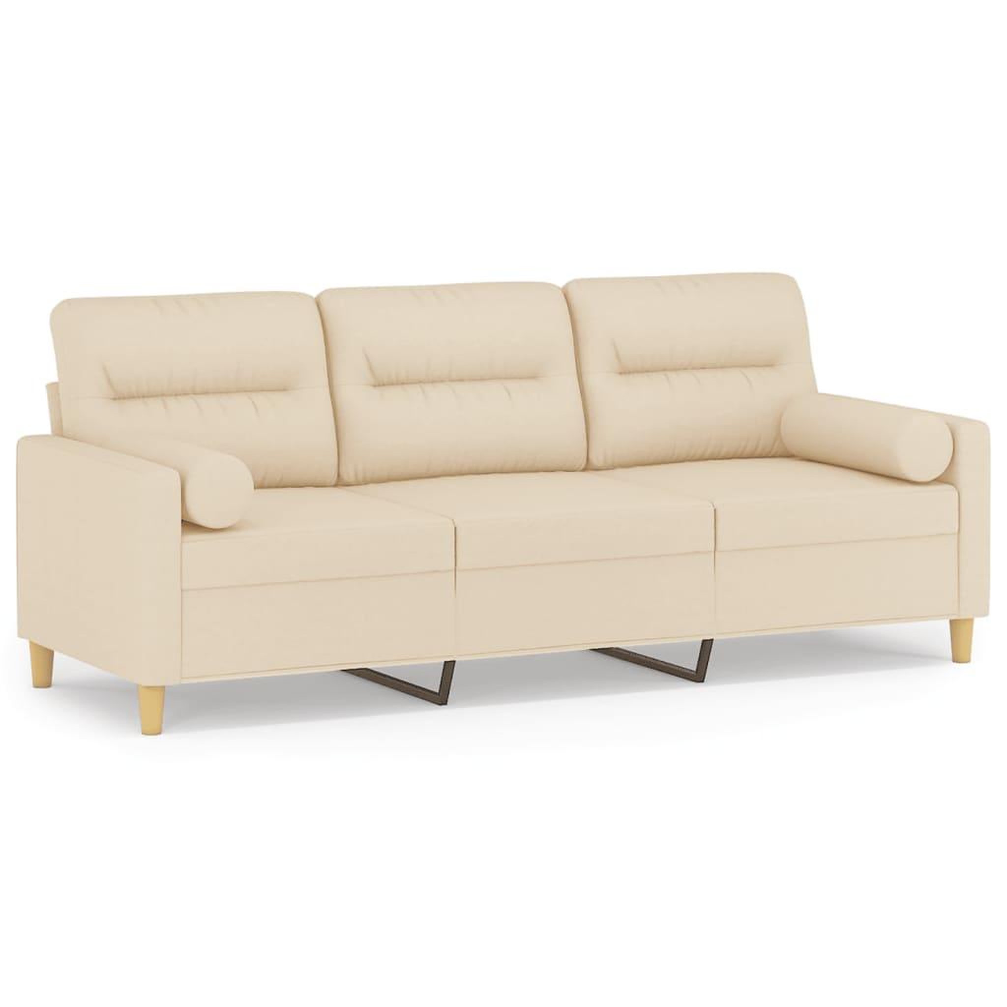 Voir la diapositive 2 : VIDAXL Canape 3 places avec oreillers decoratifs creme 180 cm tissu