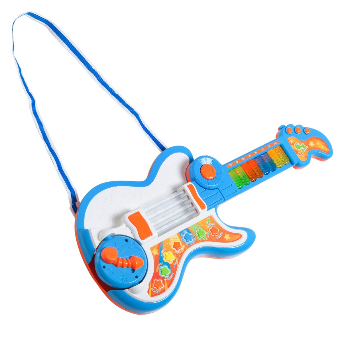 HOMCOM Guitare enfant instrument de musique 3 en 1 guitare, piano, batterie  + effets lumineux pas cher 