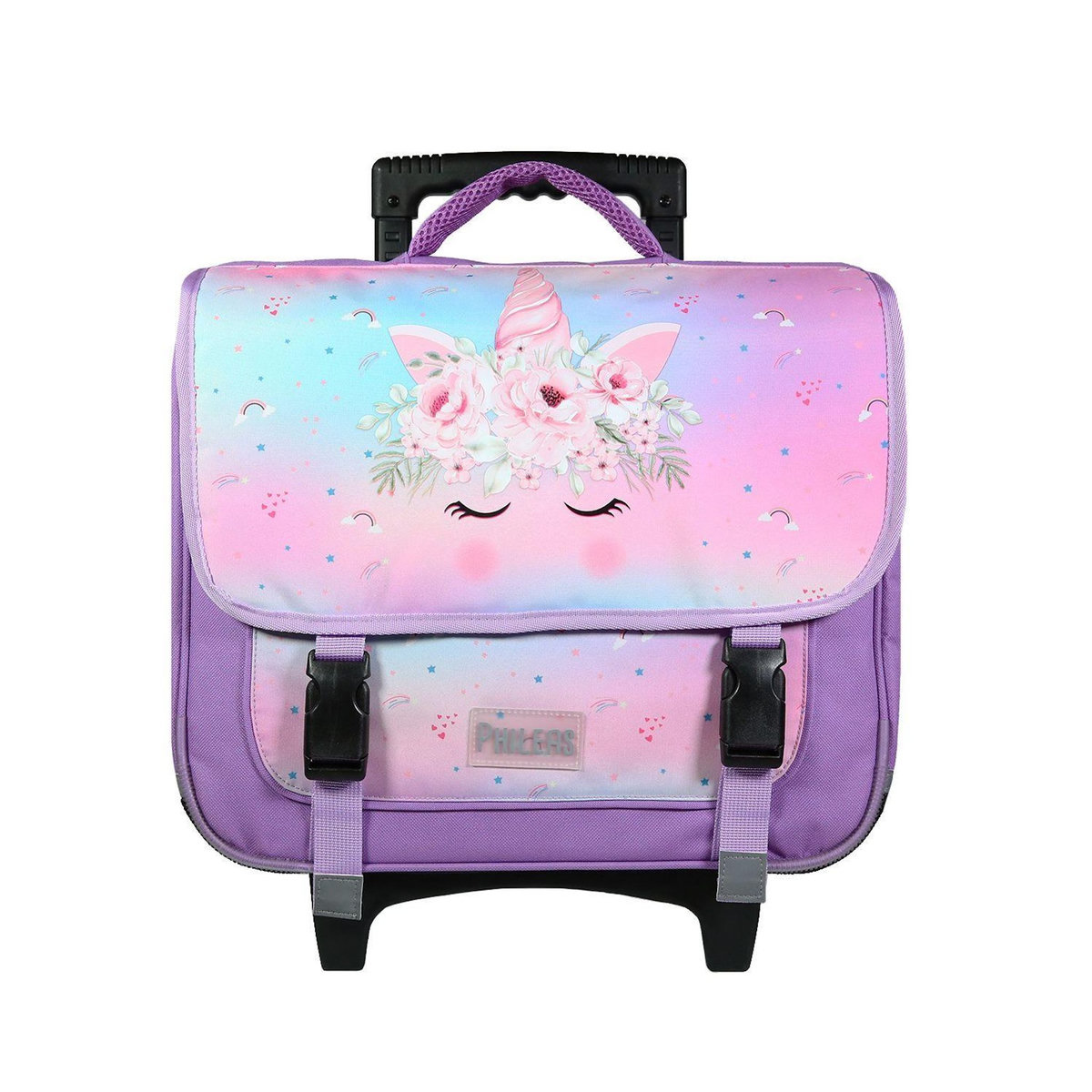 Bagtrotter BAGTROTTER Cartable à roulettes 38 cm Phileas Violet Licorne