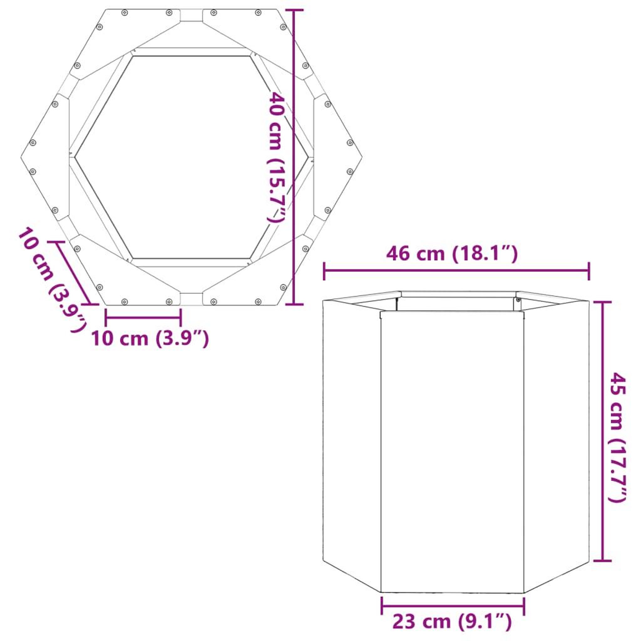Voir la diapositive 6 : VIDAXL Jardinieres 2 pcs anthracite hexagone 46x40x45 cm acier