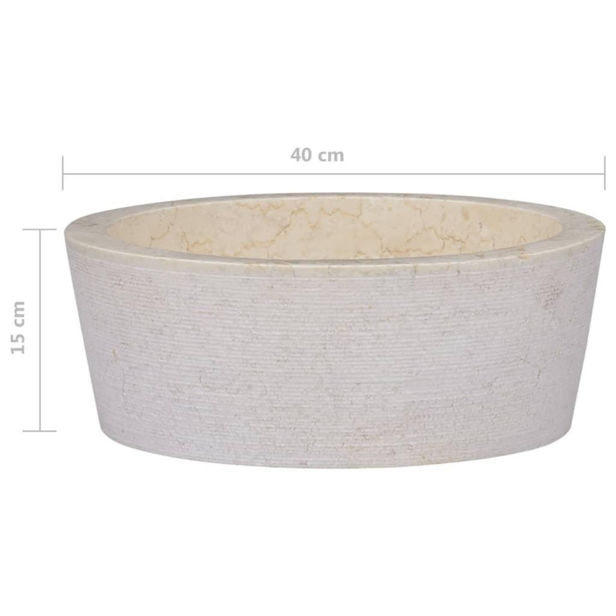 VIDAXL Lavabo Creme Ø40x15 cm Marbre