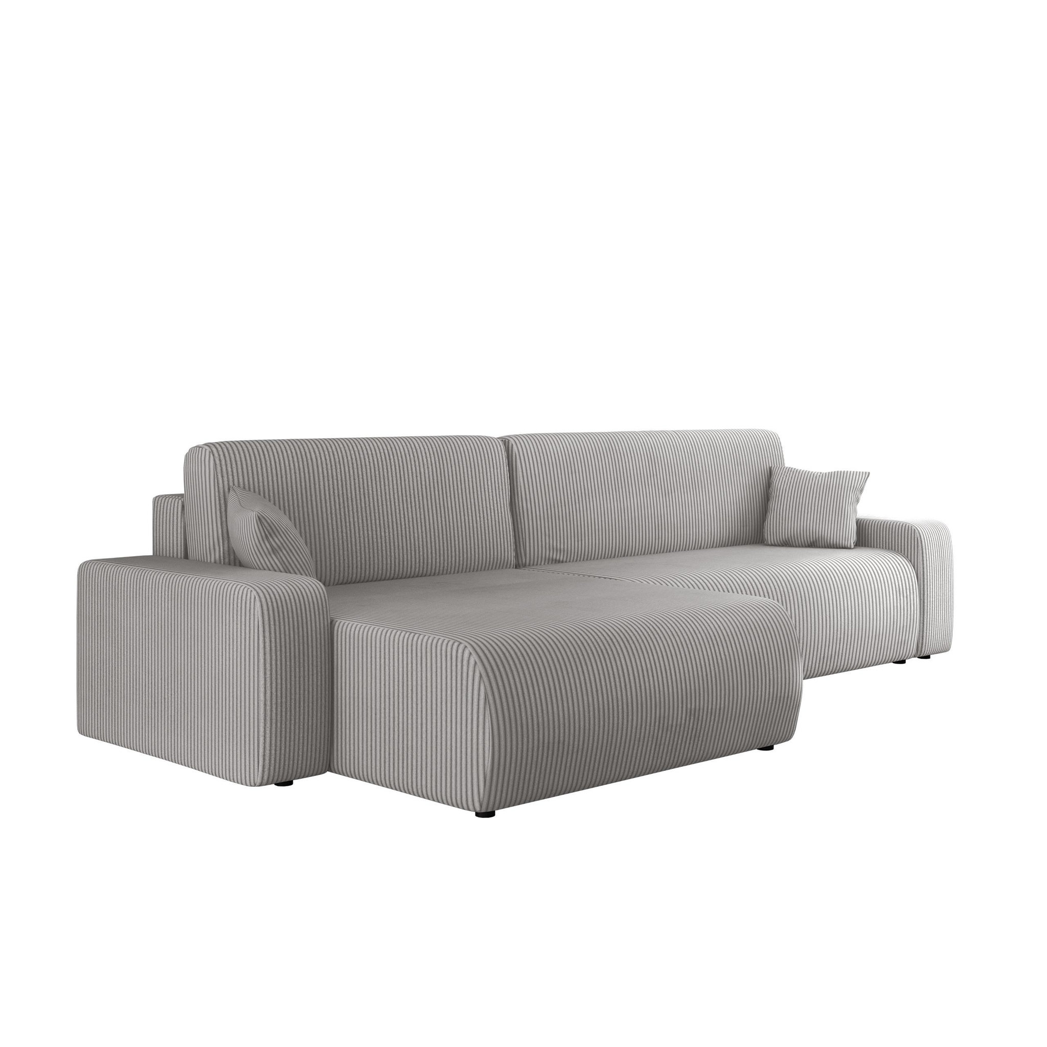 Voir la diapositive 5 : BEST MOBILIER Artemisa - canapé d'angle réversible 5 places convertible avec coffre en velours côtelé
