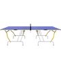 Voir la diapositive 2 : HOMCOM Table de ping pong pliable en 4 - dim. 274 x 152,5 x 76 cm - filet, 2 raquettes, 3 balles inclus - jaune blanc bleu