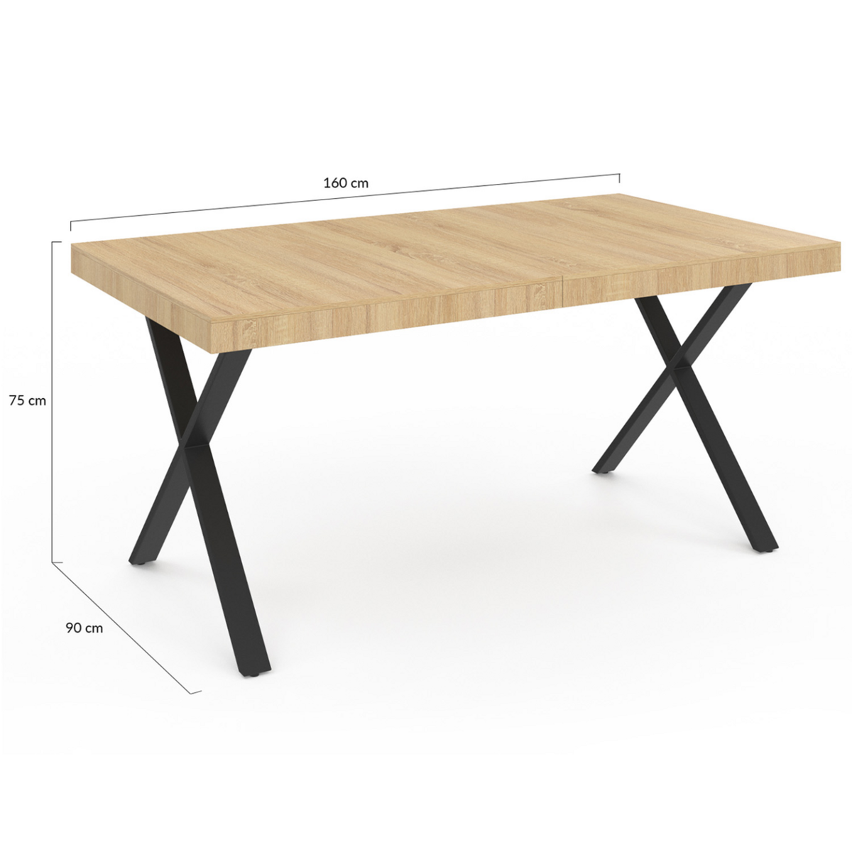 ID MARKET Table à manger rectangle ALMA 6 personnes design industriel 160 cm