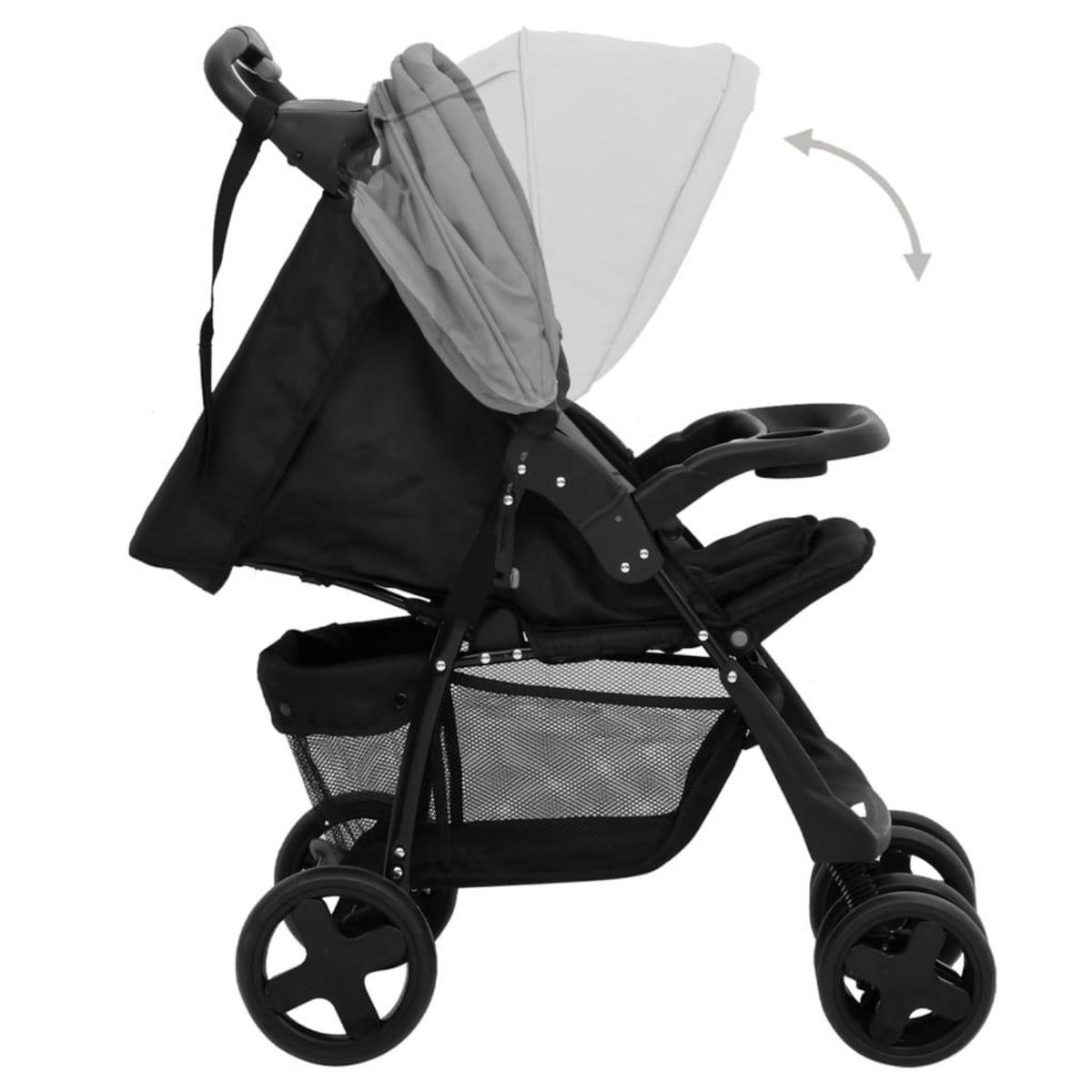 VIDAXL Poussette pour bebe 3-en-1 Gris clair et noir Acier