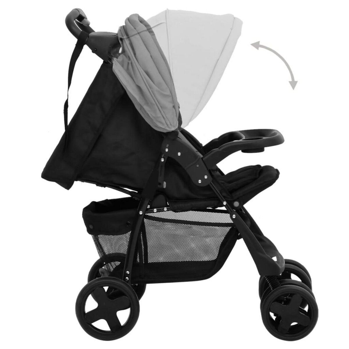 VIDAXL Poussette pour bebe 3-en-1 Gris clair et noir Acier