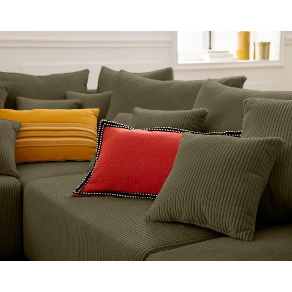 LISA DESIGN Edinburg - canapé modulable panoramique 8 places - en velours côtelé