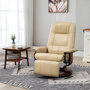 Voir la diapositive 2 : HOMCOM Fauteuil relax inclinable repose-pied réglable pivotant 360° bois synthétique crème