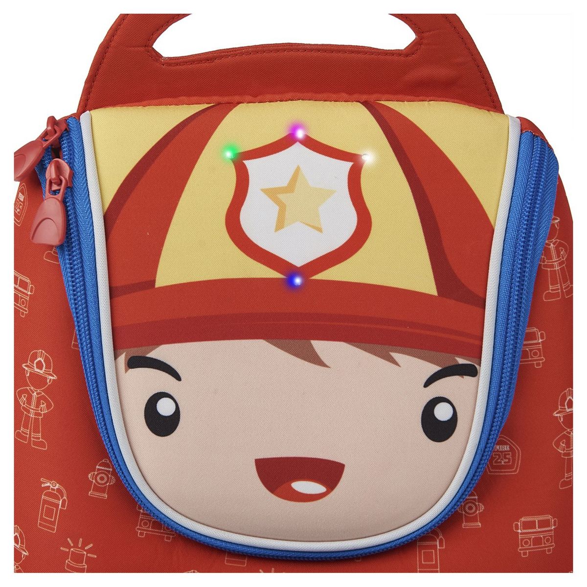 AUCHAN Sac à goûter maternelle LED polyester multicolore POMPIER