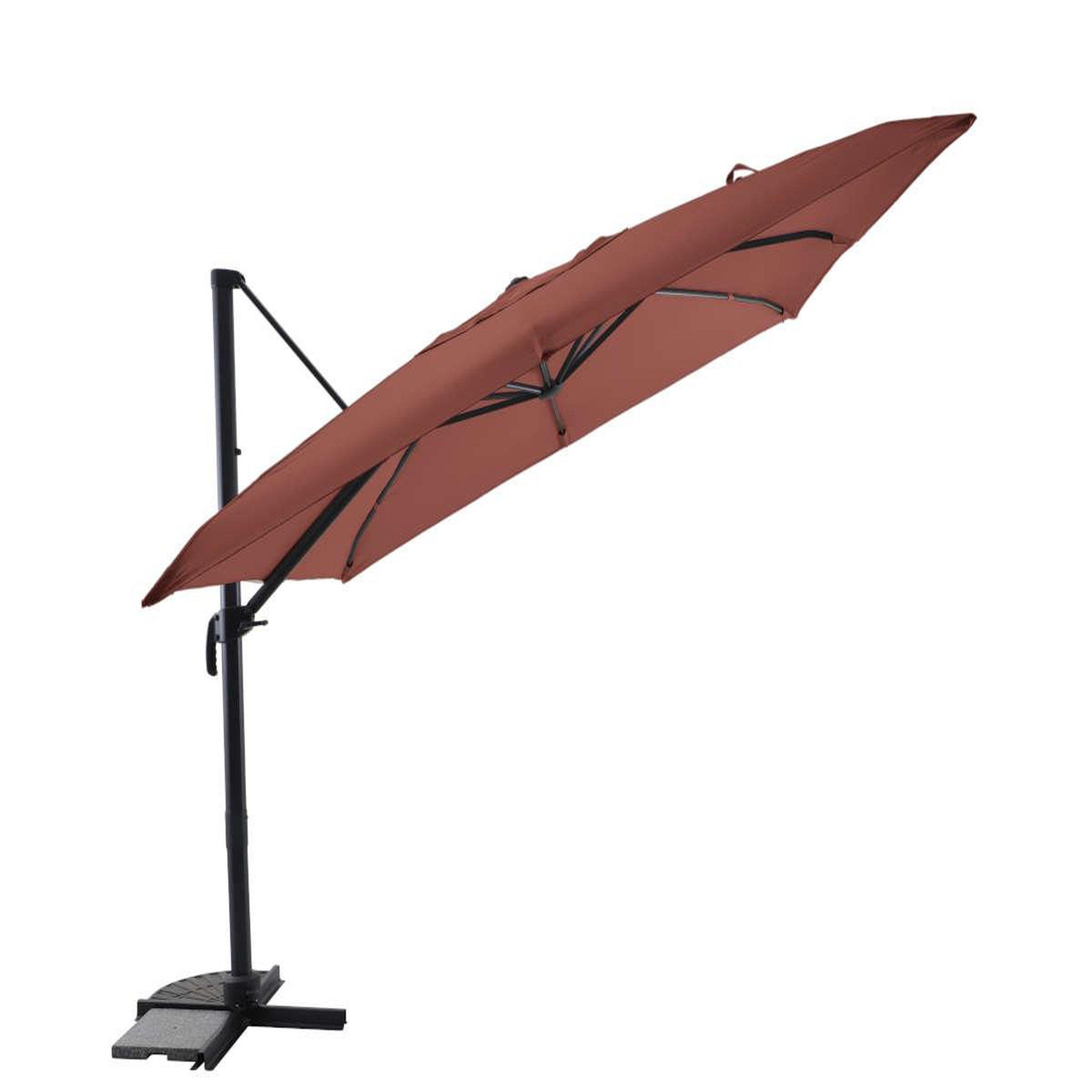JARDIDECO Parasol déportée carré inclinable 5 positions Brique chiné - 3 x 3 m - Jardideco