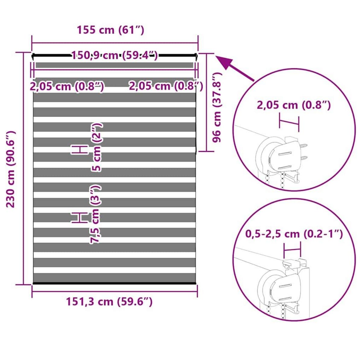 VIDAXL Store zebre gris clair largeur du tissu 150,9 cm polyester