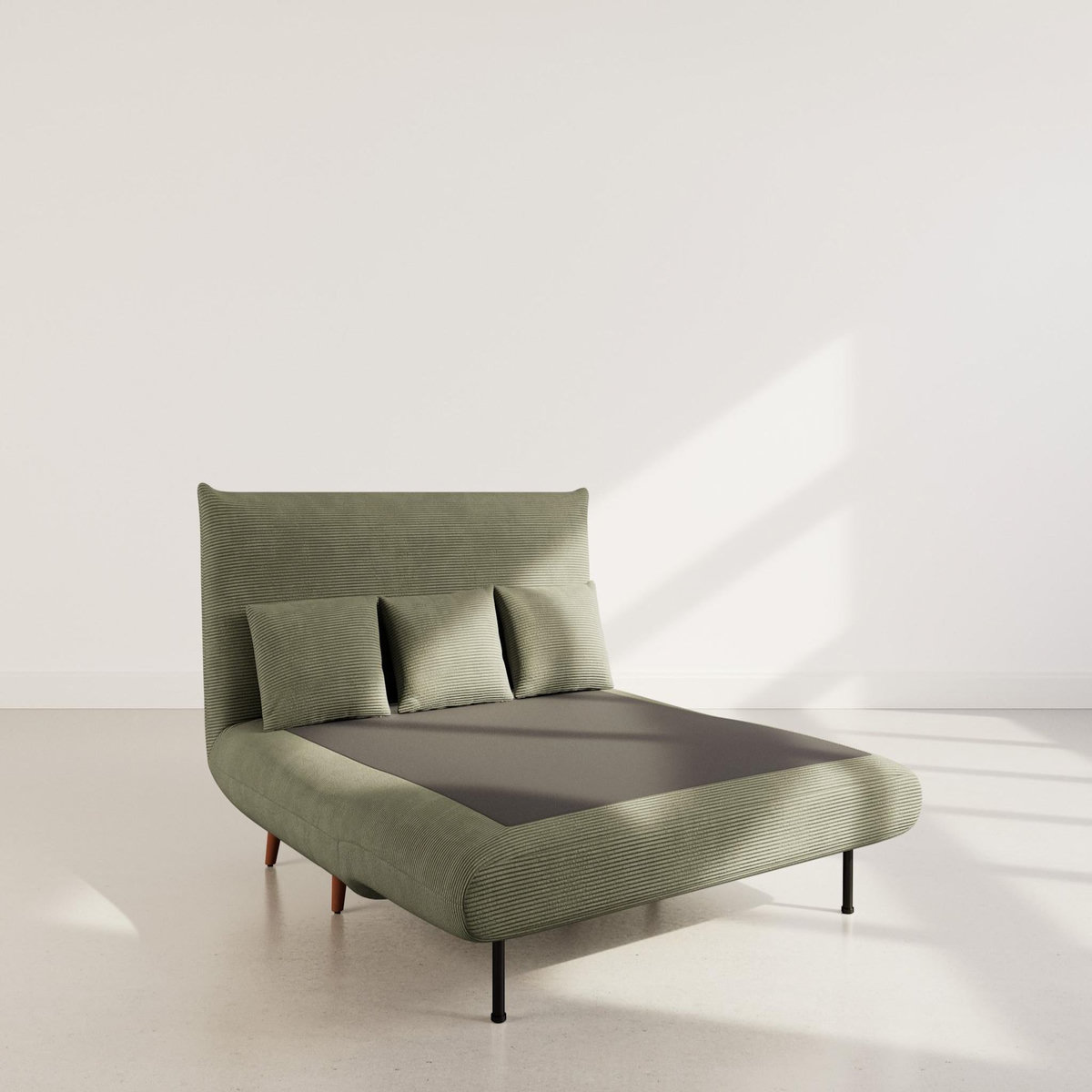 BEST MOBILIER Lumi - banquette convertible clic-clac 2 places en velours côtelé