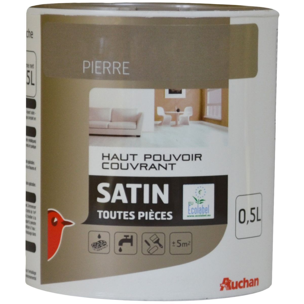 AUCHAN Peinture murale satin couleur pierre  