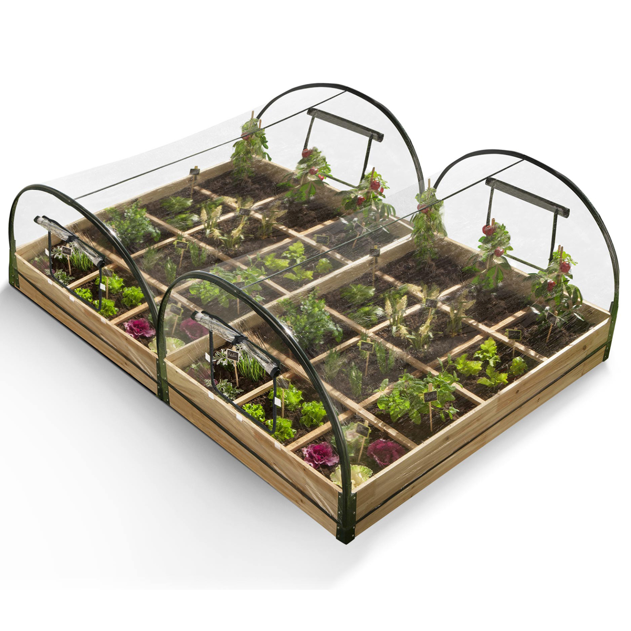 ID MARKET Lot de 2 carrés potager 1,15x0.80 m 12 compartiments + housses