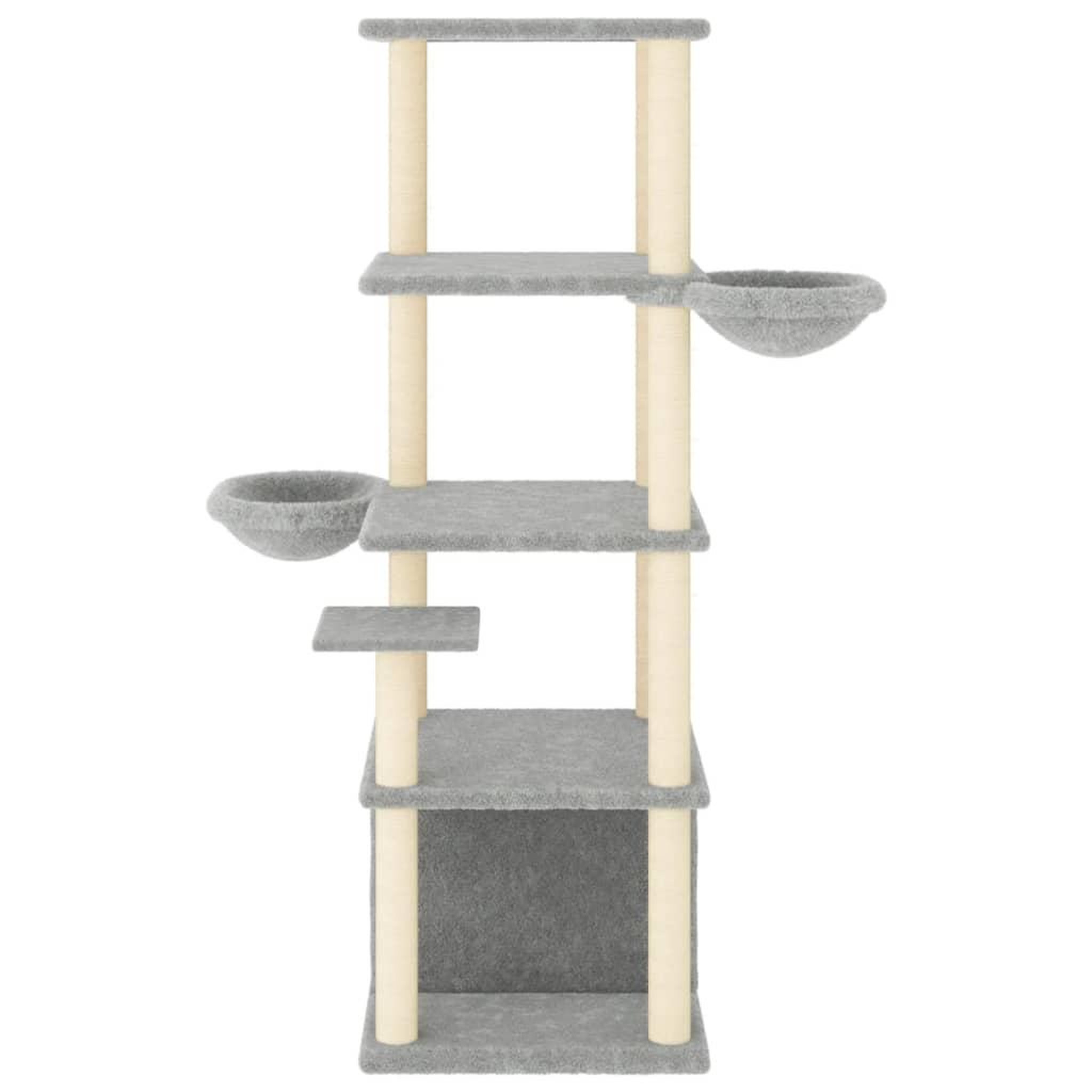 Voir la diapositive 3 : VIDAXL Arbre a chat avec griffoirs en sisal gris clair 147 cm