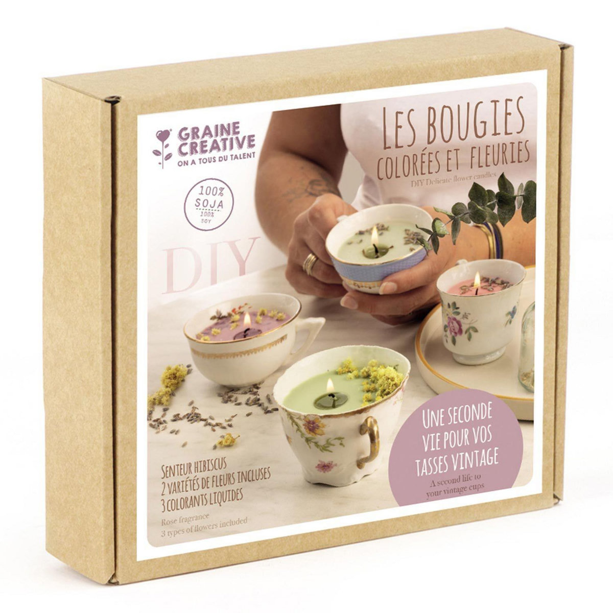 Graine créative Coffret DIY bougies colorées et fleuries