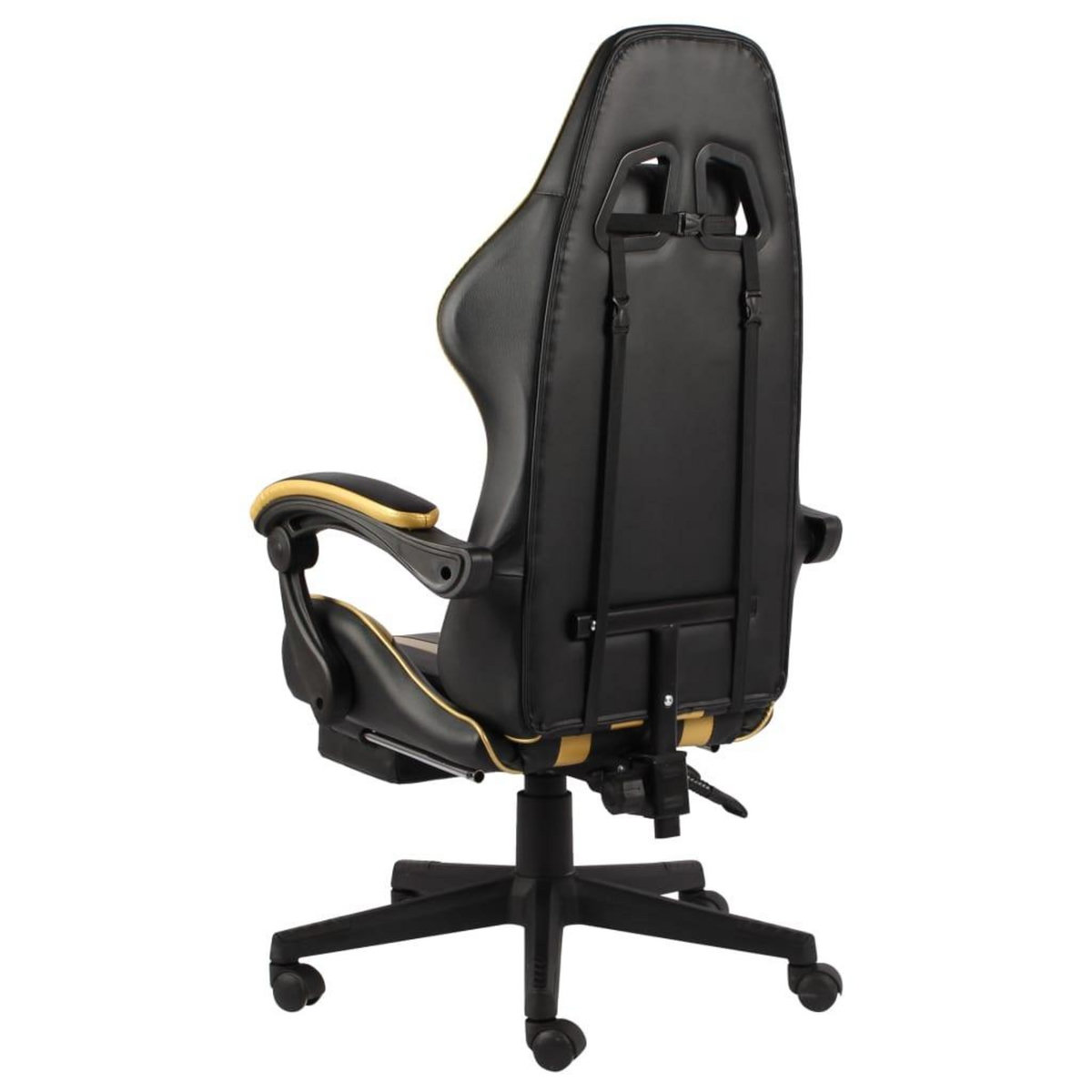 VIDAXL Fauteuil de jeux video avec repose-pied Noir et dore Similicuir