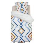 ATMOSPHERA Parure de lit enfant géométrique - 100% coton lavé et tufté - 140 x 200 cm