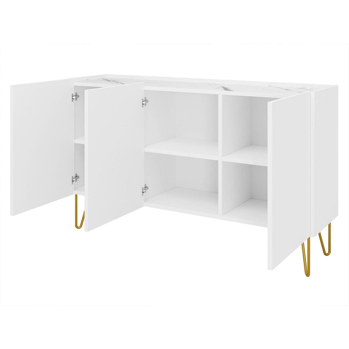 BEST MOBILIER Cali - buffet bas - effet marbre - 144 cm