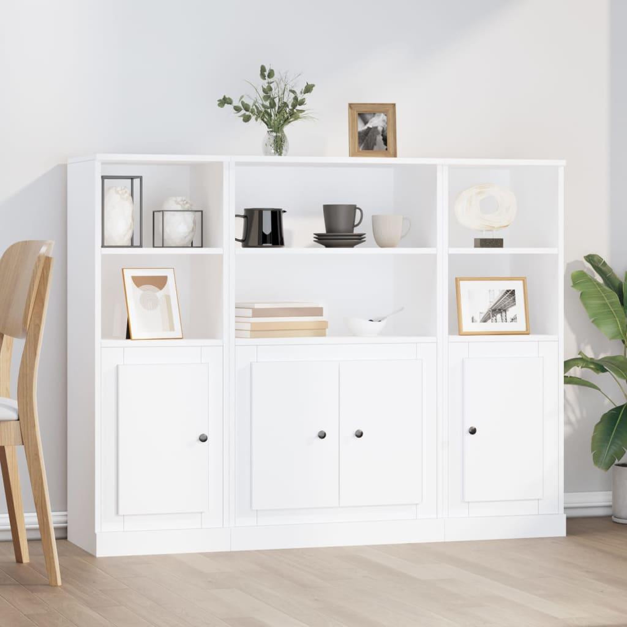 Voir la diapositive 1 : VIDAXL Buffets 3 pcs blanc bois d'ingenierie
