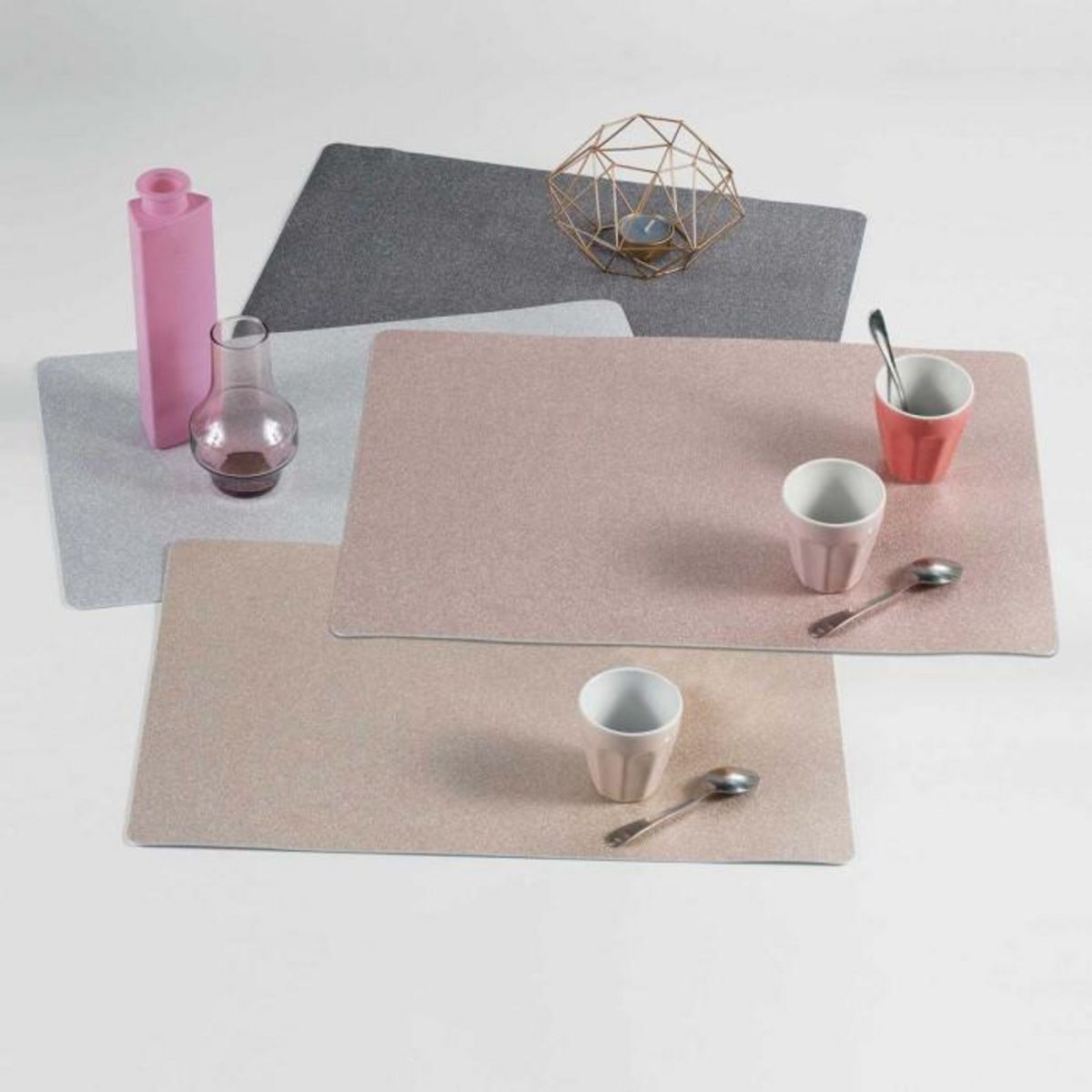 Paris Prix Set de Table à Paillettes  Midnight  28x44cm Gris