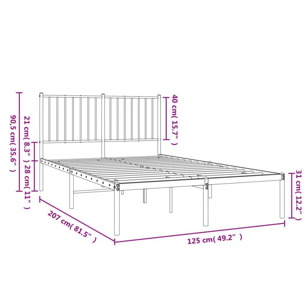 VIDAXL Cadre de lit metal sans matelas avec tete de lit noir 120x190cm