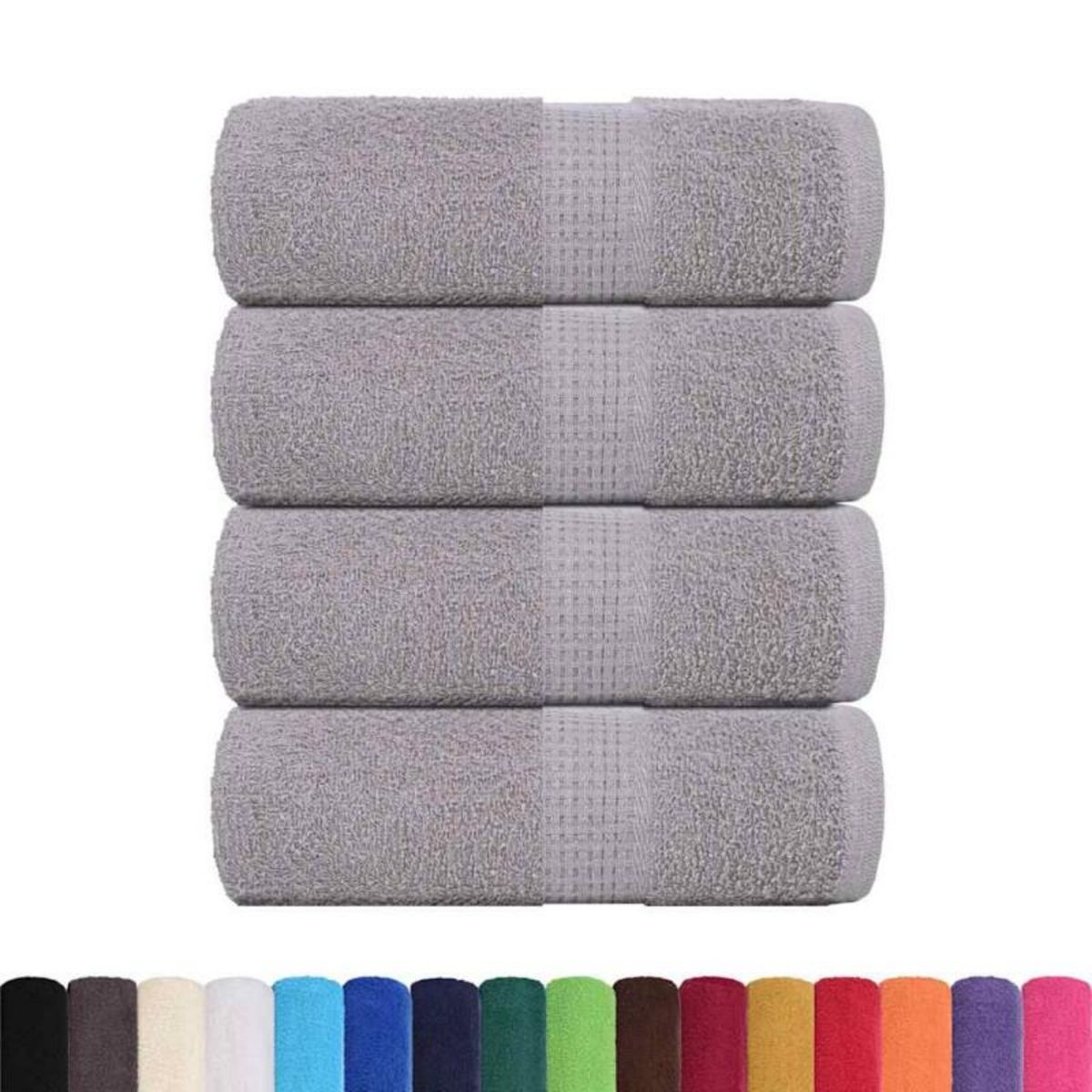 VIDAXL Serviettes d invité 4 pcs gris 30x50 cm 360 g m² 100% coton