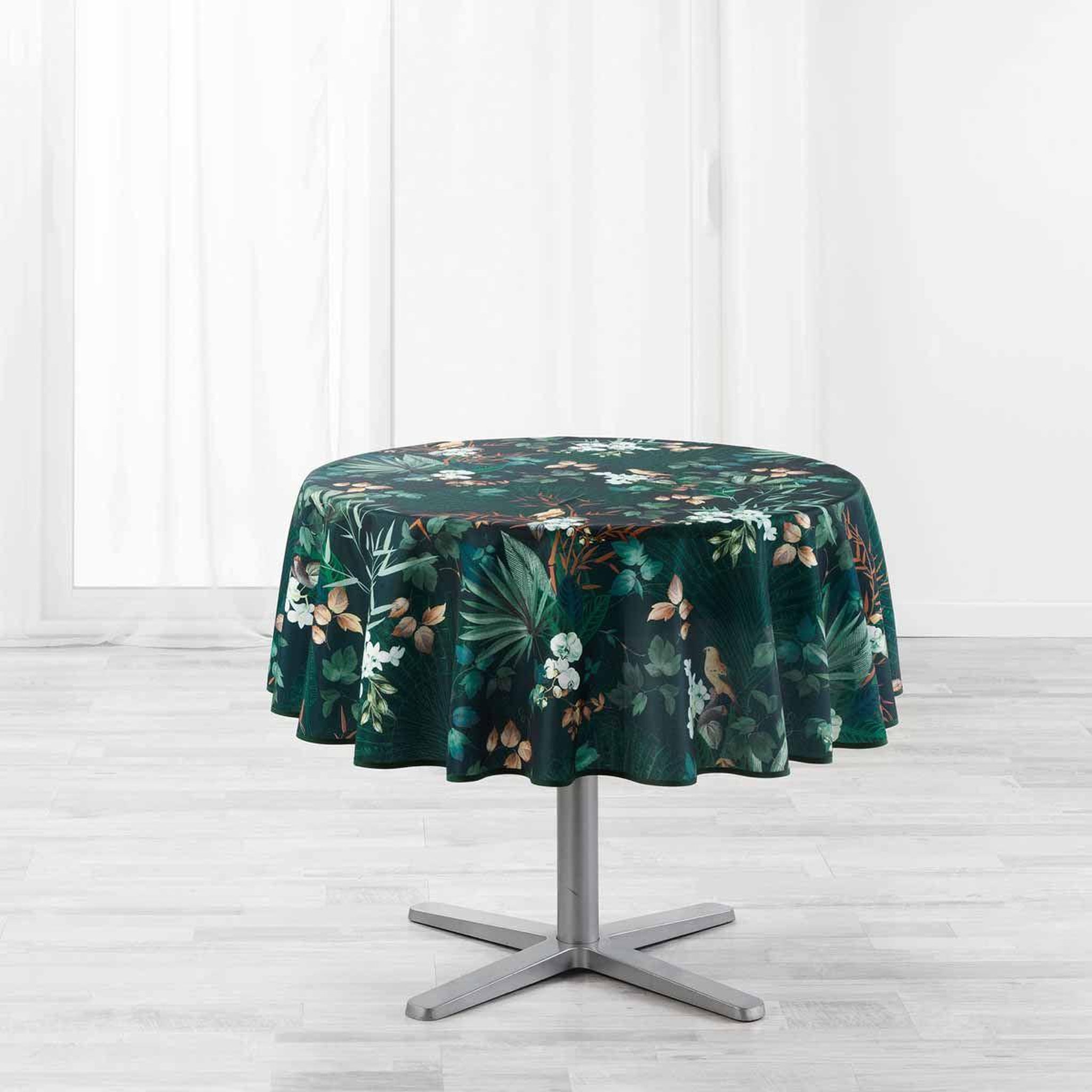Douceur d'Intérieur Nappe ronde imprimée  matinea  180cm vert