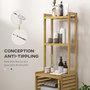 Voir la diapositive 6 : HOMCOM Meuble colonne salle de bain style naturel porte niche 4 étagères bambou