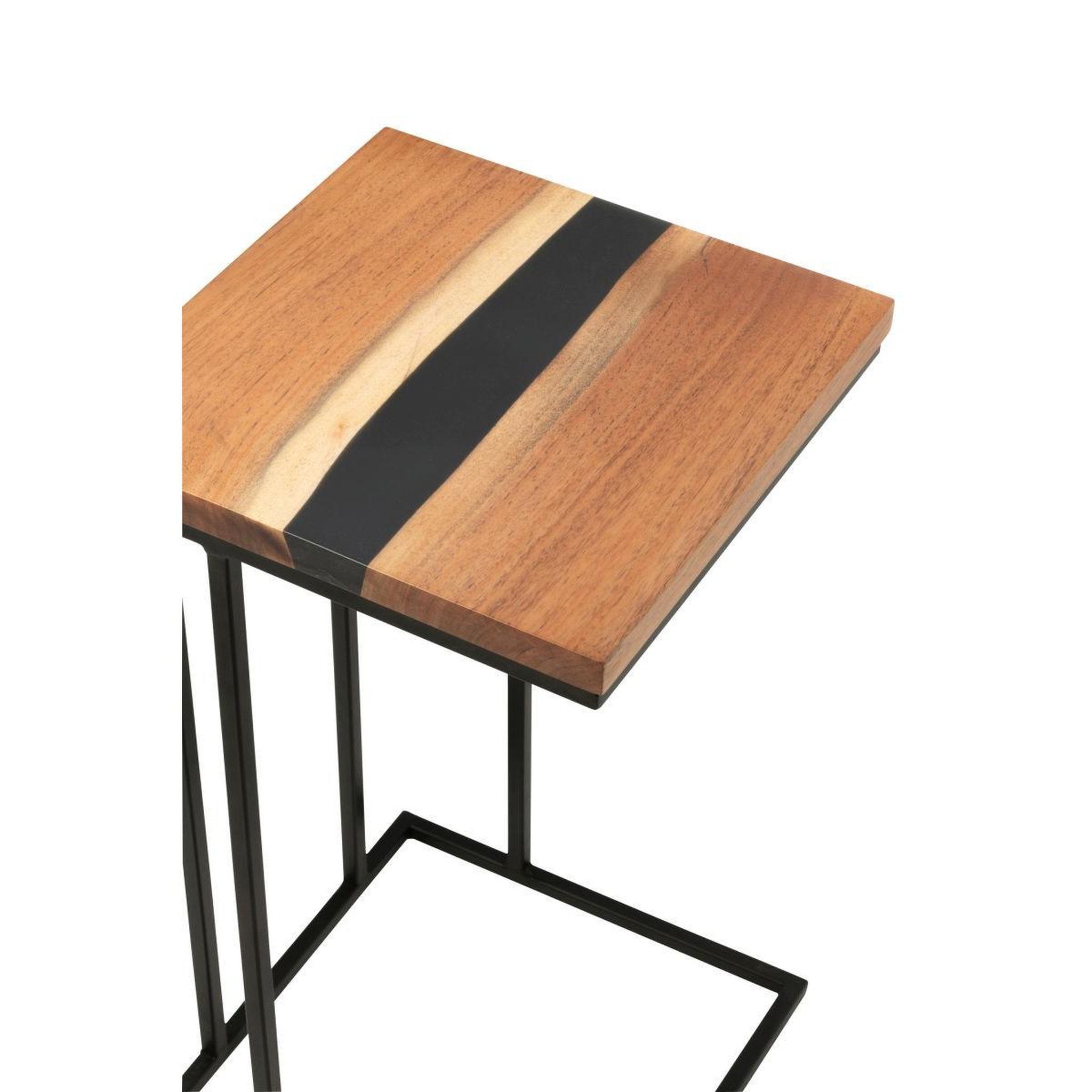 Voir la diapositive 5 : J-LINE Table d'appoint carrée en bois  douglas  55cm naturel & noir