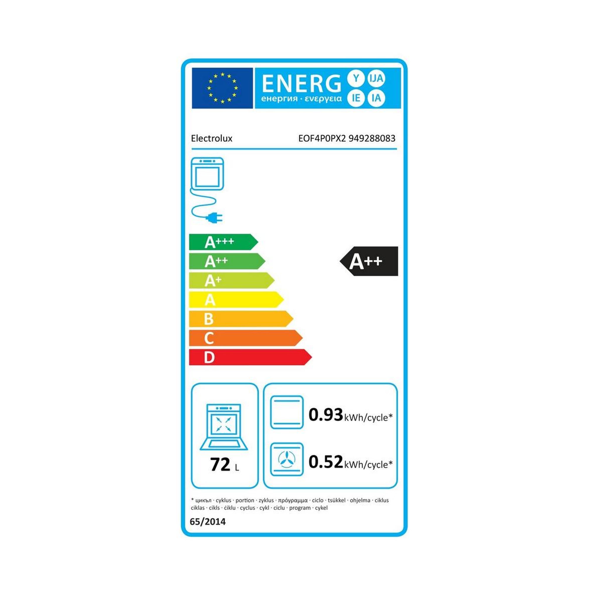 Voir la diapositive 2 : ELECTROLUX Four intégrable multifonction 7l 59.4cm pyrolyse - eof4p0px2