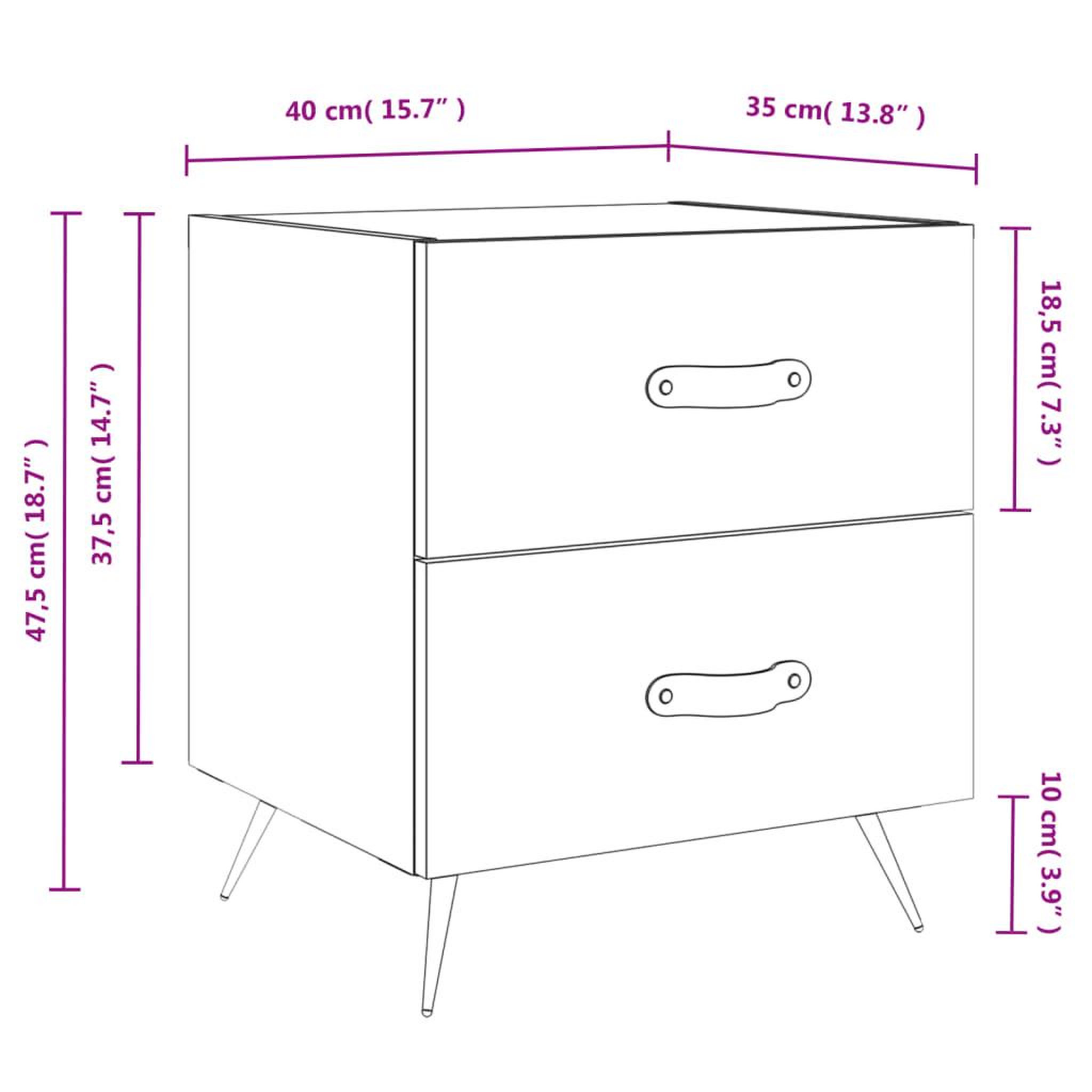 Voir la diapositive 6 : VIDAXL Tables de chevet 2pcs chene fume 40x35x47,5cm bois d'ingenierie