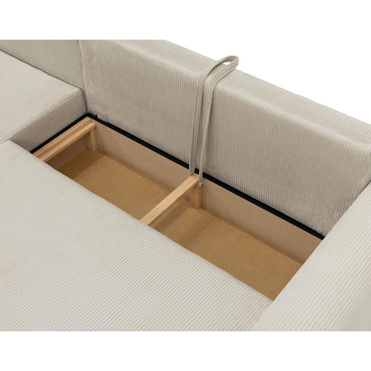 BEST MOBILIER Rosalie - canapé d'angle réversible 4 places convertible avec coffre en velours côtelé