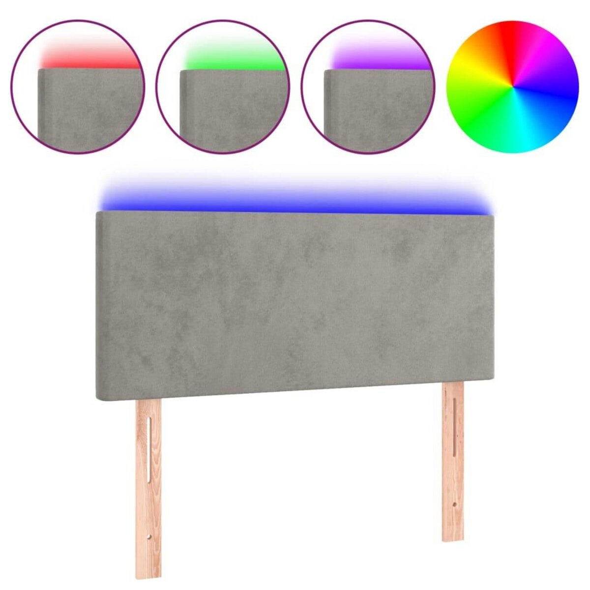 VIDAXL Tete de lit a LED Gris clair 90x5x78/88 cm Velours