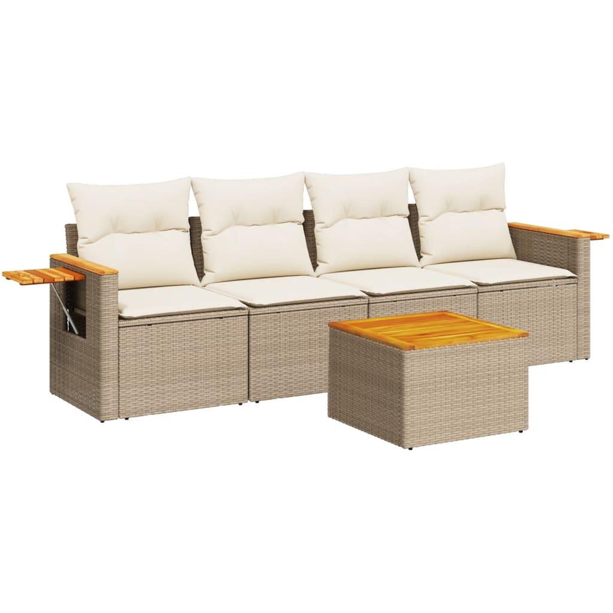 Voir la diapositive 2 : VIDAXL Salon de jardin avec coussins 5 pcs beige resine tressee