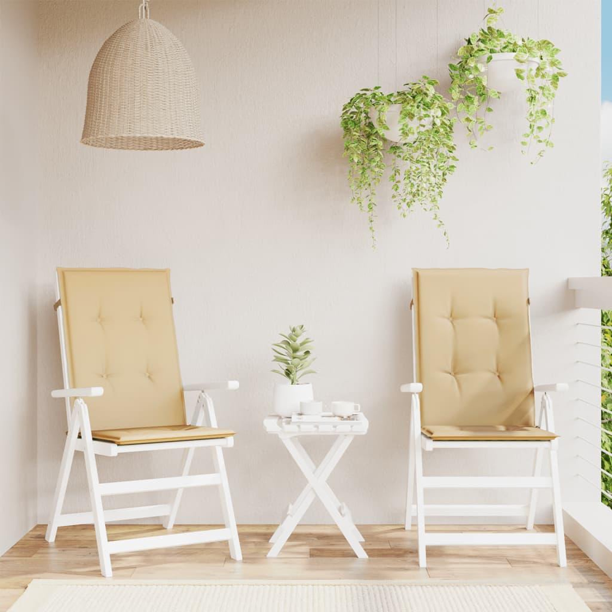 Voir la diapositive 4 : VIDAXL Coussins de chaise a dossier haut lot de 2 beige melange tissu