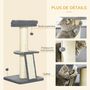 Voir la diapositive 5 : PAWHUT Arbre à chat 3 griffoirs grattoirs sisal naturel plateforme panier 2 boules suspendues peluche haute densité 220 g/m² gris