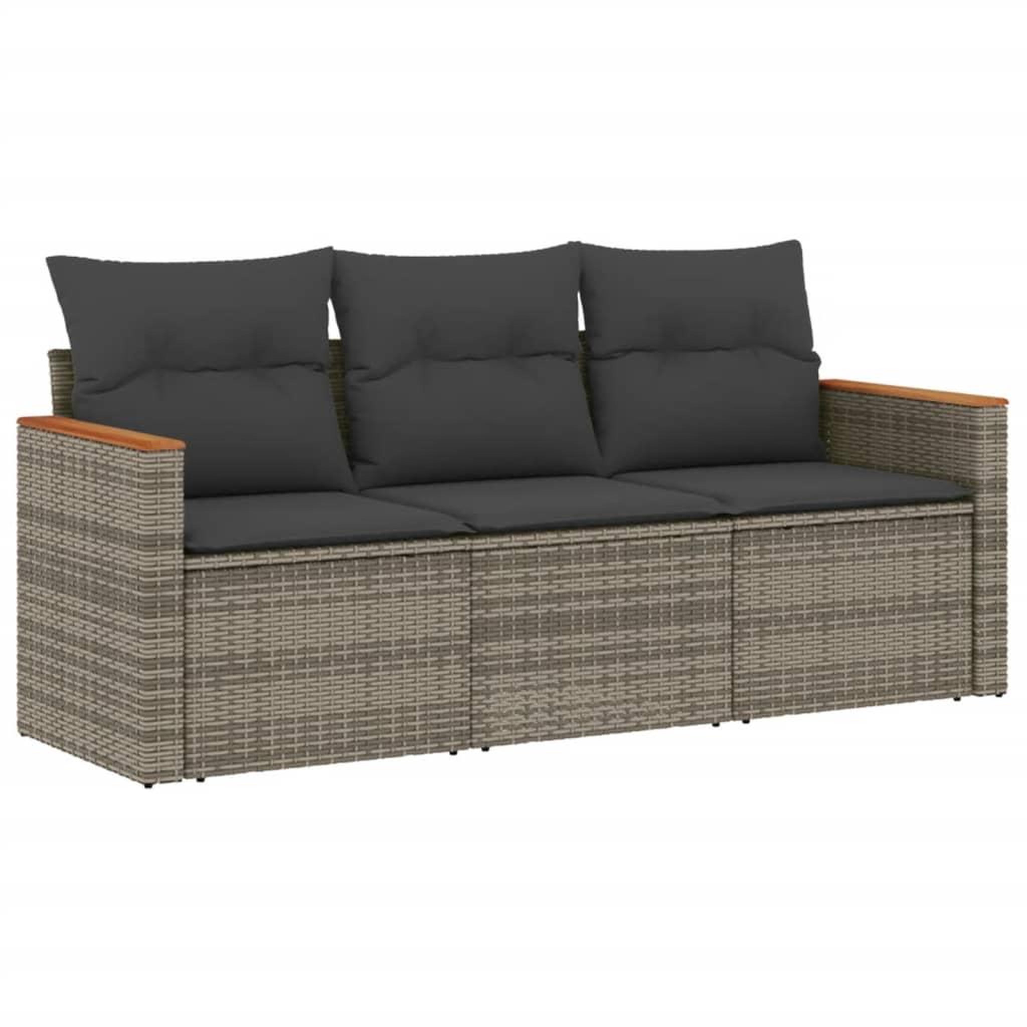 Voir la diapositive 2 : VIDAXL Salon de jardin avec coussins 3 pcs gris resine tressee