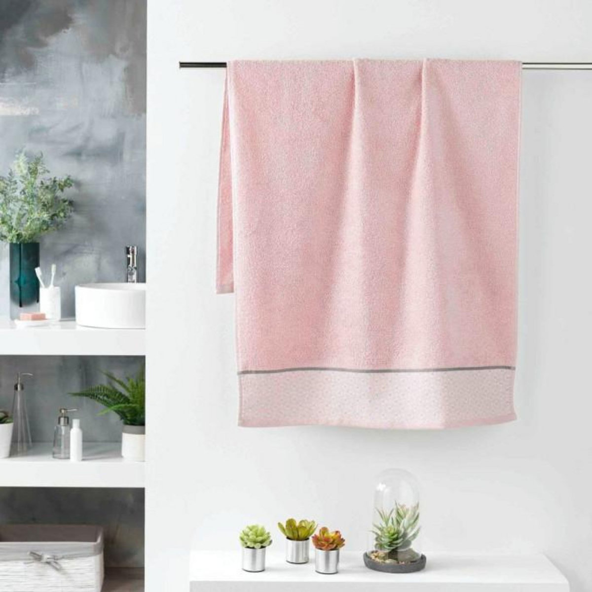 Paris Prix Drap de Douche Jacquard  Belina  70x130cm Rose