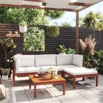 VIDAXL Salon de jardin 5 pcs avec coussins Creme Bois d'acacia solide