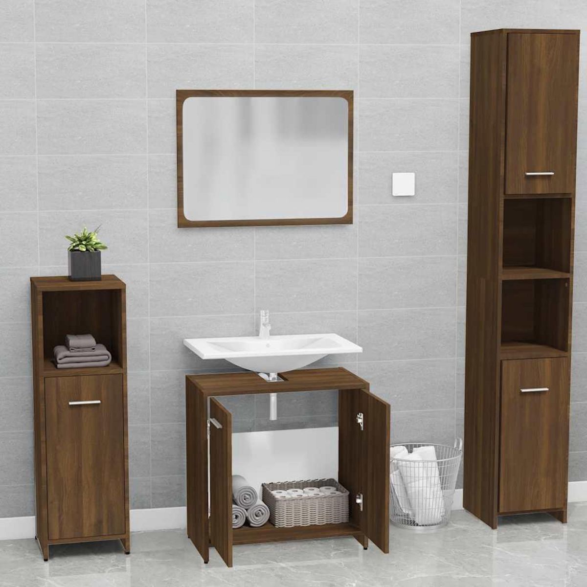 VIDAXL Meubles de salle de bain Chene marron Bois d'ingenierie