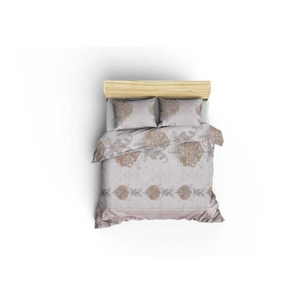 GENERIQUE Parure de lit - 1 housse de couette 220 x 240 cm + 2 taies d'oreiller 60 x 60 cm - 100% coton renforcé - Brun