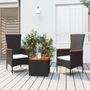 Voir la diapositive 1 : VIDAXL Ensemble de salon de jardin 3 pcs noir poly rotin et acacia