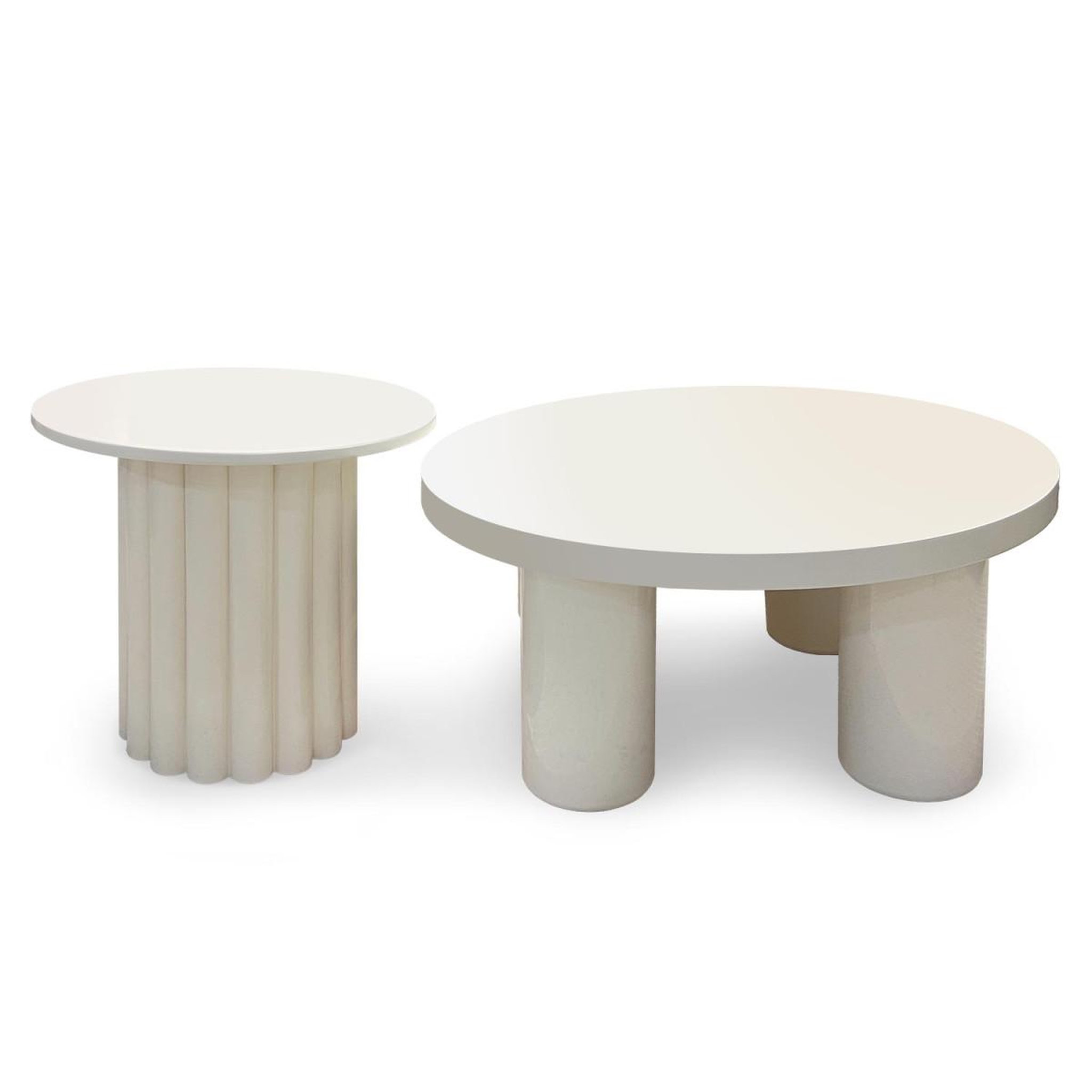 Paris Prix Lot de 2 tables basses rondes  ericka  80cm crème