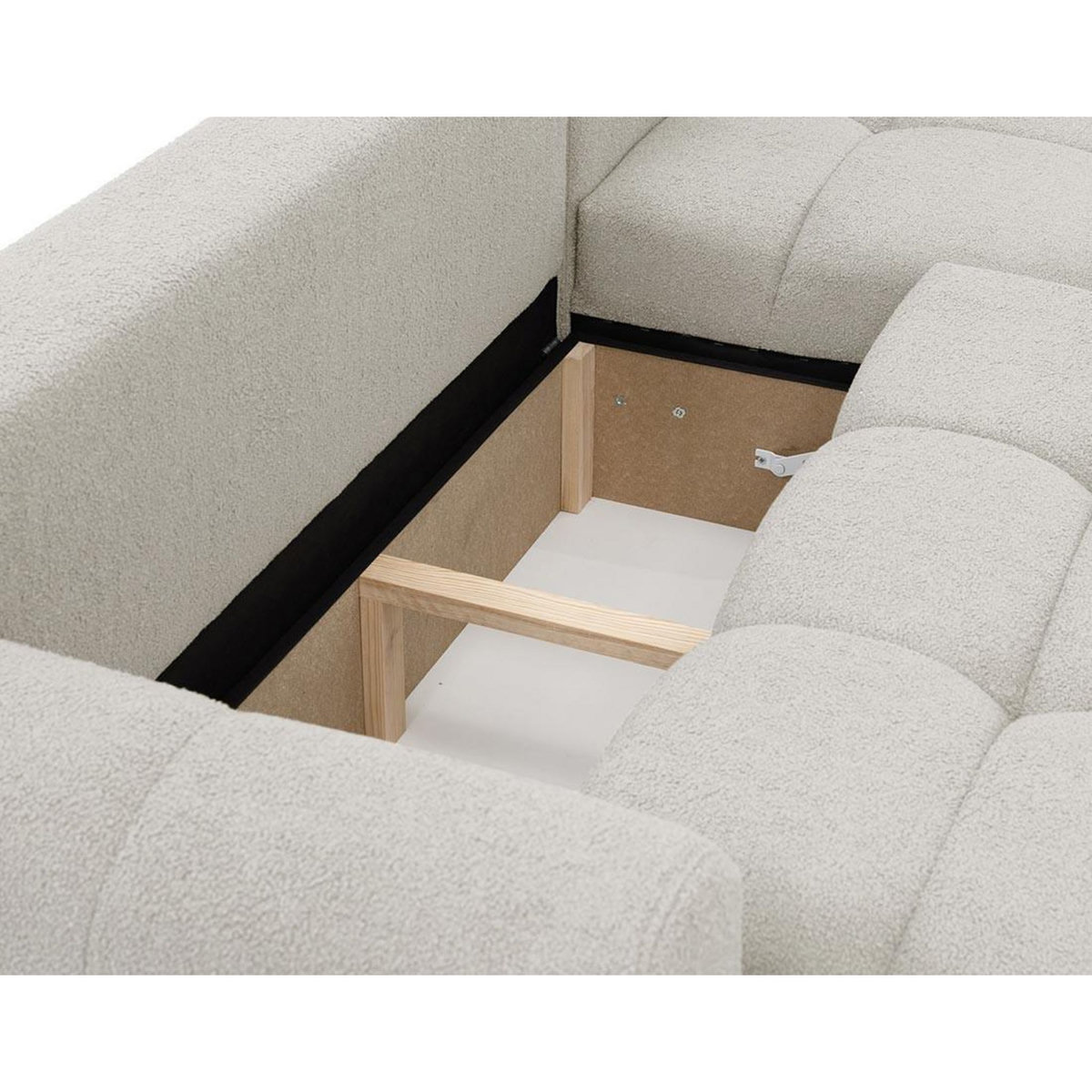BEST MOBILIER Yulin - canapé d'angle droit 4 places convertible avec coffre en tissu bouclette