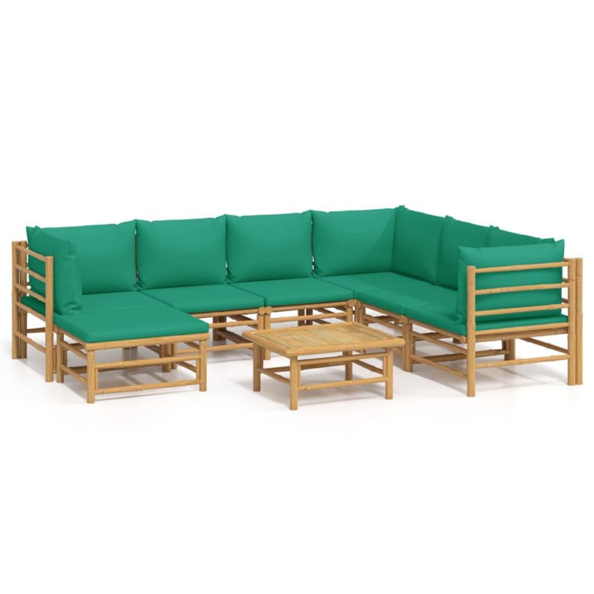 VIDAXL Salon de jardin 8 pcs avec coussins vert bambou